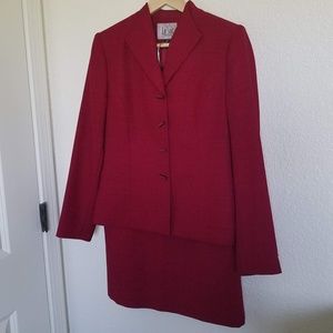 LE SUIT Red Skirt Suit Womens 6 Petite
